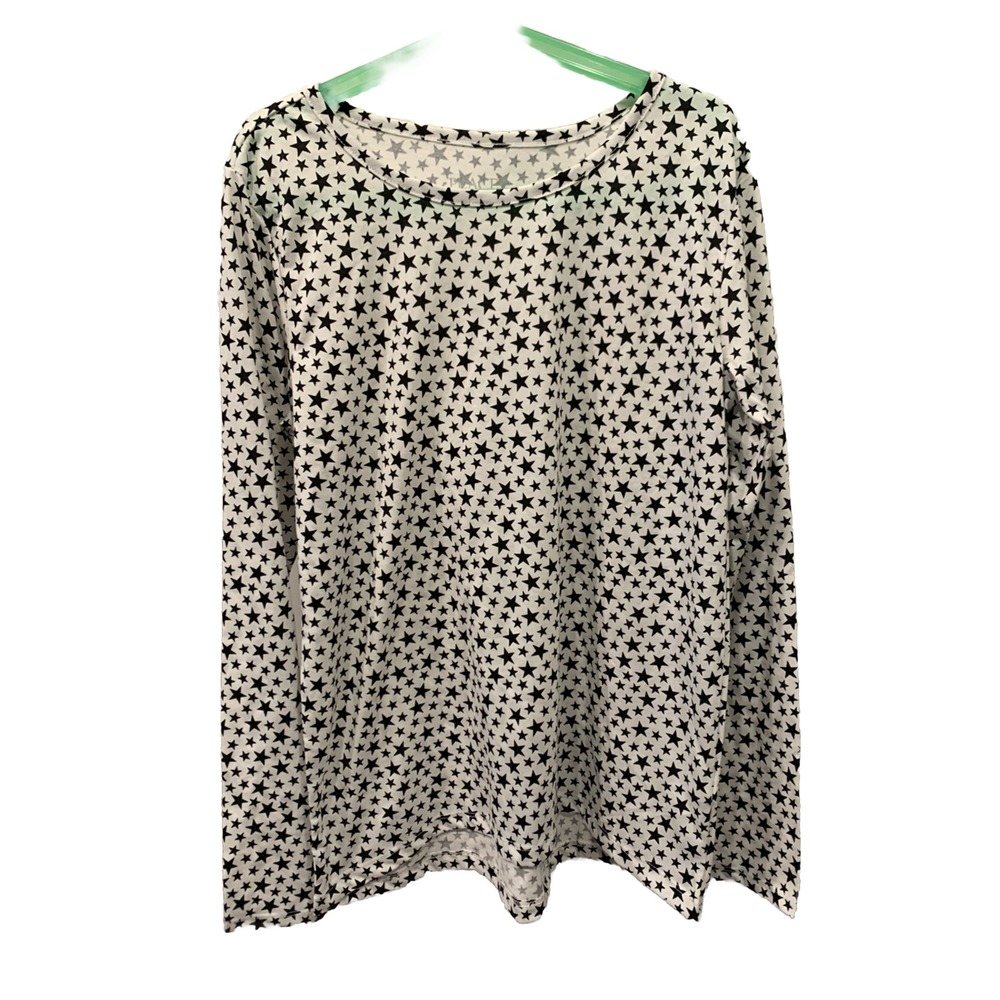 Childrens Place Girls Long Sleeve Shirt  White With‎ Black Stars  Size XL (14)